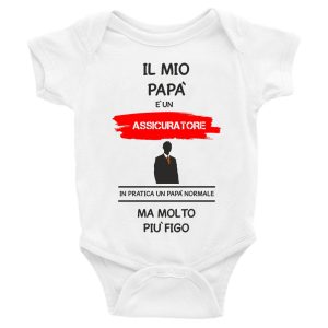 Body da neonato il mio Papà è un assicuratore in pratica un Papà normale ma molto piu’ figo – Body Neonato Festa del Papà – Body neonato Papà – mestieri – Body Neonato Divertenti – Idea Regalo