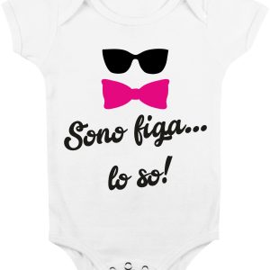 Body Neonato Divertenti – Femminuccia Sono figa…lo so!  – Body Neonato Simpatici – Body Neonato Divertenti – Idea Regalo Neonato