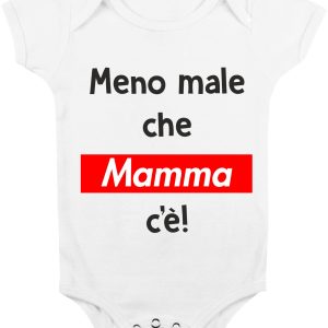 Body Neonato Divertenti – Meno male che Mamma c’è! – Body Neonato Simpatici – Body Neonato Divertenti – Idea Regalo Neonato