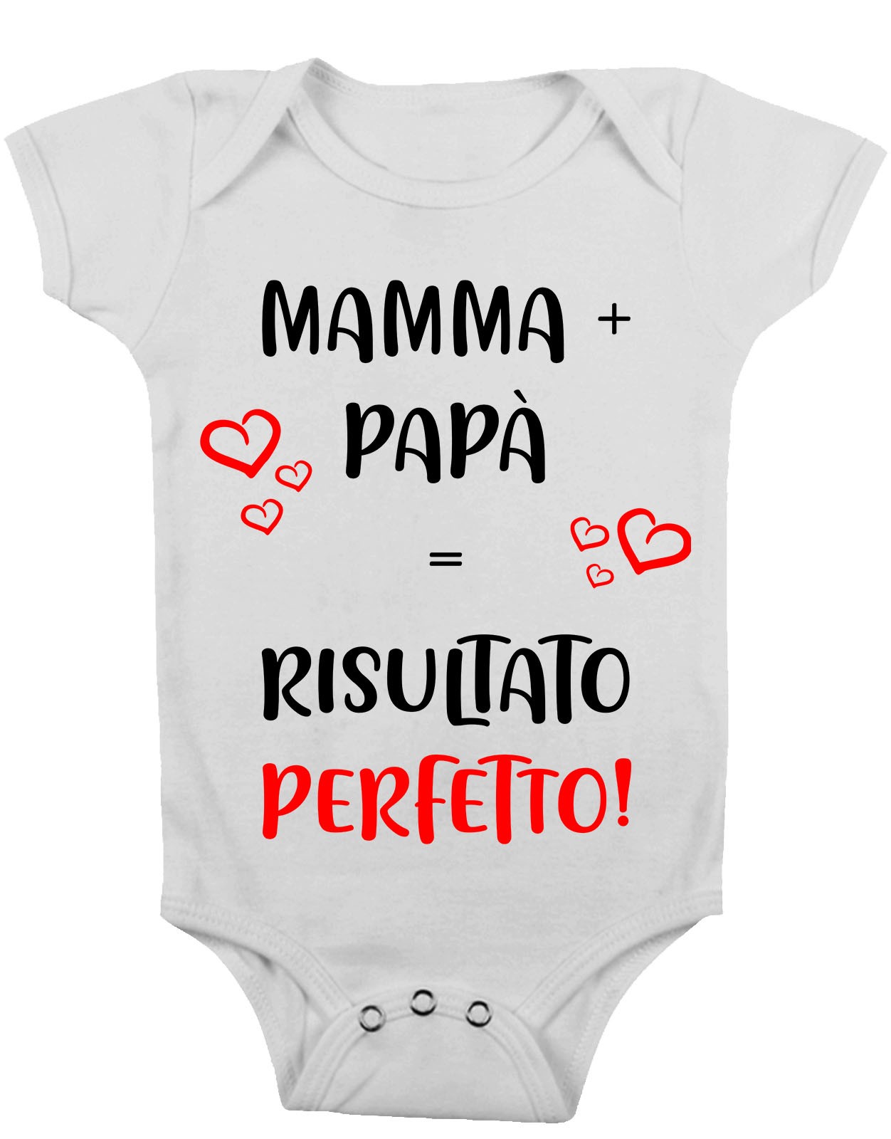 Body Neonato Divertente – Mamma + Papà = Risultato Perfetto – Body Neonato Divertenti – Body Simpatici e Divertenti – Body Divertenti – Idee Regalo per Neonati - immagine 2