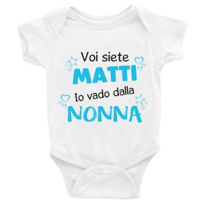 Body da neonato maschietto Voi siete matti io vado dalla nonna – Body Neonato – Body Neonato Divertente – Body Neonato Simpatici e Divertenti – Body Divertenti – Idea Regalo