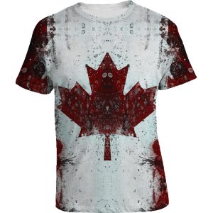 Maglietta  Canada Flag – Bandiera Canada  – Stampa  All Over stemma Canadese Uomo Donna