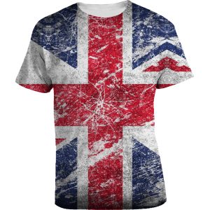 Maglietta  Inghilterra UK  Flag – Bandiera Inglese  – Stampa  All Over stemma London Uomo Donna