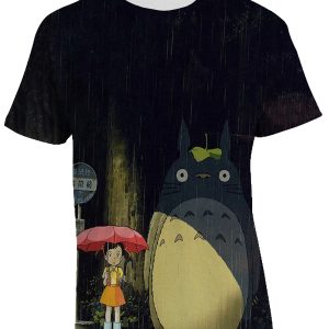 T-shirt Totoro Mei e La Sorellona – Gattobus – Maglietta con stampa Totale Il mio vicino Totoro
