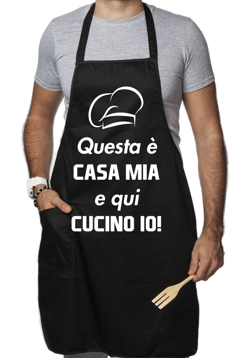 Grembiule da Cucina Divertente – Questa è casa mia e qui cucino io – Grembiuli Divertenti Cucina – Idee Regalo Amici