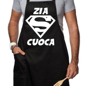 Grembiule da Cucina Divertente – Zia Super Cuoca – Grembiuli Divertenti Cucina – Idee Regalo Amici