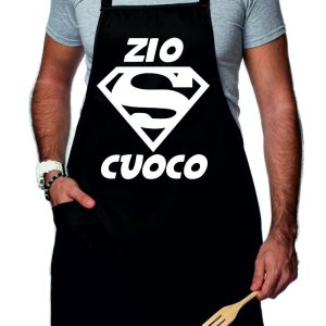 Grembiule da Cucina Divertente – Zio Super Cuoco – Grembiuli Divertenti Cucina – Idee Regalo Amici