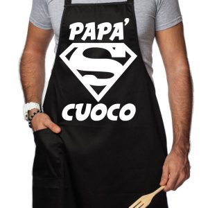 Grembiule da Cucina Divertente – Papà Super Cuoco – Grembiuli Divertenti Cucina – Idee Regalo Amici