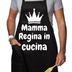 Grembiule da Cucina Divertente – Mamma Regina in Cucina – Grembiuli Divertenti Cucina – Idee Regalo Amici