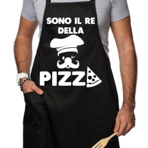 Grembiule da Cucina Divertente – Sono il Re della pizza – Grembiuli Divertenti Cucina – Idee Regalo Amici