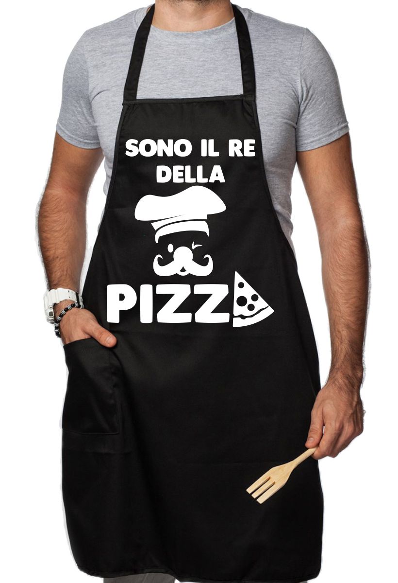 Grembiule da Cucina Divertente – Sono il Re della pizza – Grembiuli Divertenti Cucina – Idee Regalo Amici - immagine 2