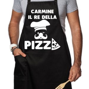 Grembiule da cucina divertente Personalizzabile con nome Il Re della pizza – idea regalo divertente