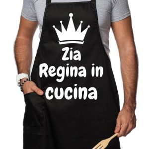 Grembiule da Cucina Divertente – Zia Regina in Cucina – Grembiuli Divertenti Cucina – Idee Regalo Amici