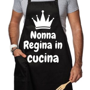 Grembiule da Cucina Divertente – Nonna Regina in Cucina – Grembiuli Divertenti Cucina – Idee Regalo Amici
