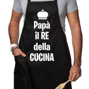 Grembiule da Cucina Divertente – Papà il re della Cucina – Grembiuli Divertenti Cucina – Idee Regalo Amici