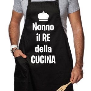 Grembiule da Cucina Divertente – Nonno il re della Cucina – Grembiuli Divertenti Cucina – Idee Regalo Amici