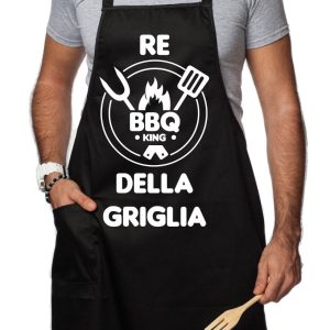 Grembiule da Cucina Divertente – Re della griglia – bbq king – Grembiuli Divertenti Cucina – Idee Regalo Amici