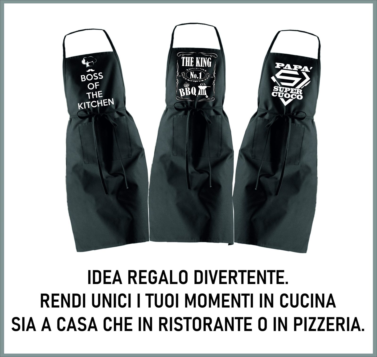 Grembiule da Cucina Divertente – E’ l’ora della pizza – Grembiuli Divertenti Cucina – Idee Regalo Amici - immagine 5