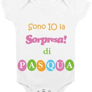 body da neonato  body pasqua “Sono io la sorpresa di pasqua” bimbi,  da 3 a 24 mesi by tshirteria