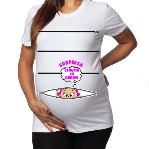 Tshirt Lunga da Donna Ideale per il Premaman – Personalizza nome – Femminuccia Sorpresa Claudia In Arrivo –