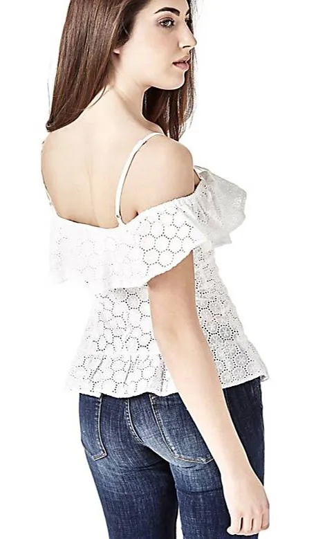 Guess Top donna in macramè con balza W82H29W9XF0 - immagine 4