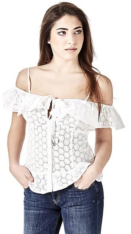 Guess Top donna in macramè con balza W82H29W9XF0 - immagine 3