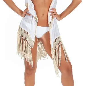 Effek donna Gilet con frange F18F1C050WH