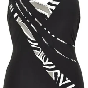 Costume Intero donna Triumph con fantasia zebrata trasversale Palm Elegance OP