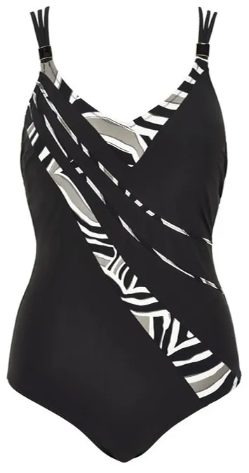 Costume Intero donna Triumph con fantasia zebrata trasversale Palm Elegance OP - immagine 2