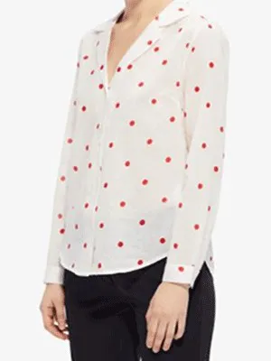 Camicia Donna Marca Ichi bianca con  fantasia floreale rossa - immagine 4