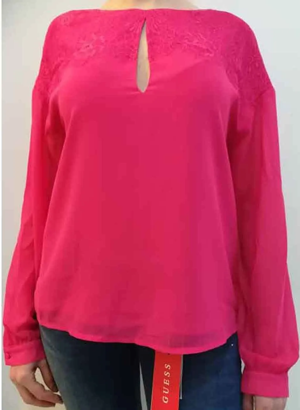 Blusa Guess velata e pizzo Art W93H92W8SL0 - immagine 3