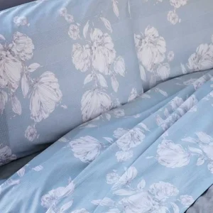 Completo Lenzuolo Riviera in Cotone Fantasia Fiori e Quadri Art. Giverny LN0491