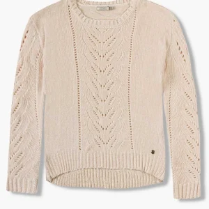 Maglione Donna in ciniglia panna con treccia Losan art.922-5005AA