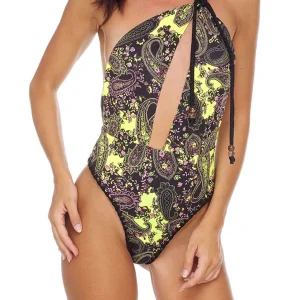 F**K Monokini Fantasia Floreale Monospalla con ricami e corde art.F20-0738X1