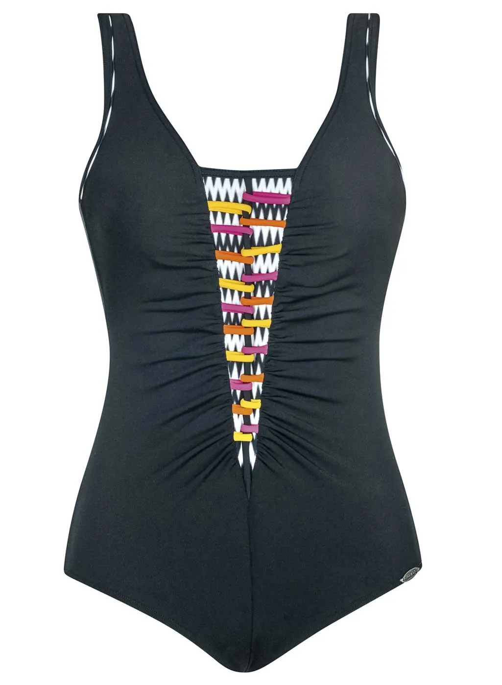 Costume Intero Sunflair Nero Drappeggio Centrale Milticolor 22333