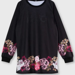 Liu-Jo maxi felpa chiusa con fiori TF0180 F0826