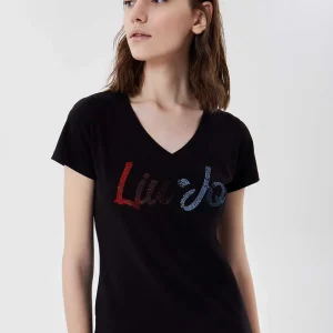 T-shirt donna Liu Jo con logo scollo a v art.TA1155J5003