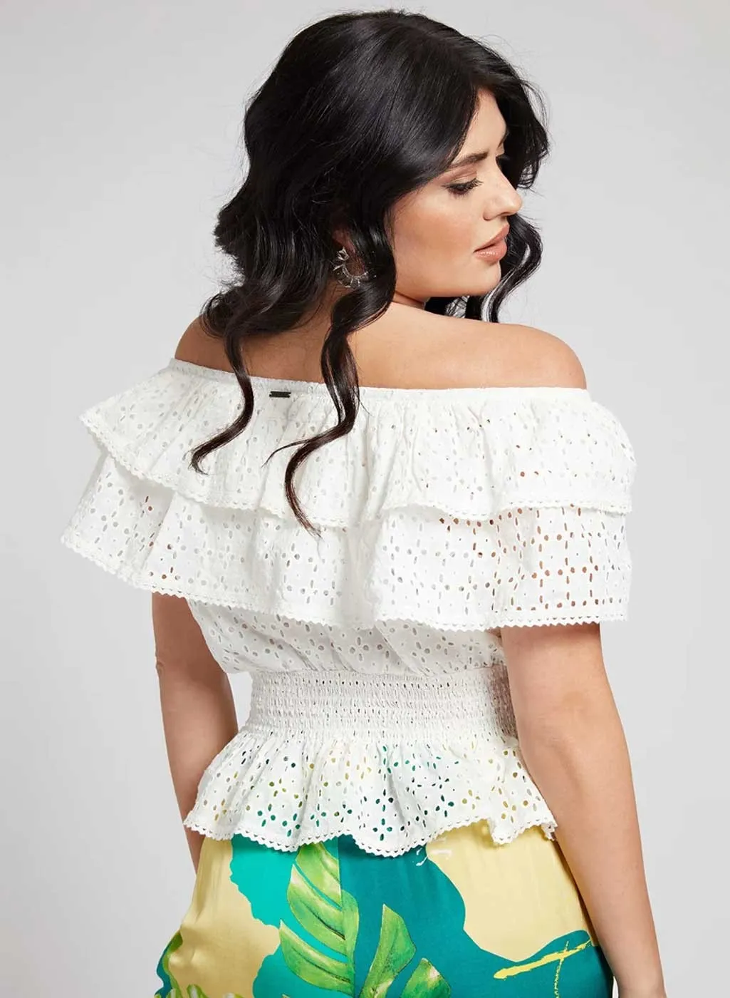 Guess top donna bianco intrecciato sul davanti. - immagine 4