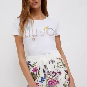 T-shirt donna Liu Jo con logo in strass(VA2074J5003)