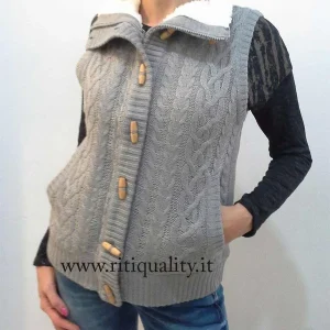 Gilet donna con pecorella interna e trecce Losan 622-5012ab