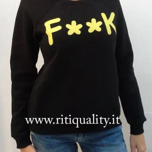 Effek Felpa donna nero con logo giallo FKD005