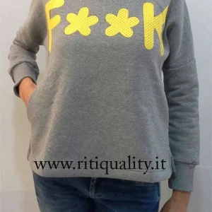 Effek Felpa donna grigio con logo giallo FKD031