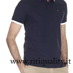 Polo Uomo blu tinta unita Tommy Hilfiger DM0DM01818