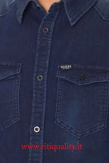 Guess Uomo Camicia di jeans felpata M74H02D2701 - immagine 5