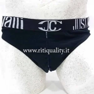 Roberto Cavalli Slip uomo bordo logato 1601 nero