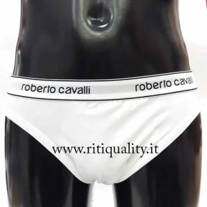 Roberto Cavalli Slip Classico bianco con bordo bianco e nero
