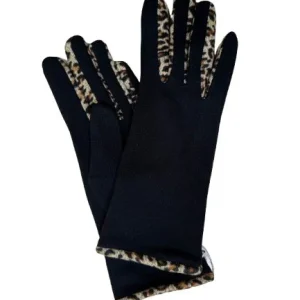 Sergio de Rosa Guanto Nero Profilo Leopardato Beige