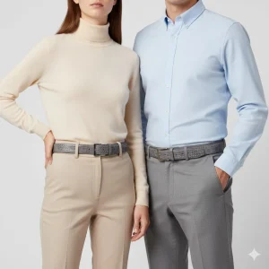 Orciani Cintura classica Cocco Fianco Lucido  3 cm Grigio