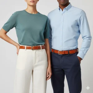 Orciani Cintura classica Cocco Fianco Lucido  3 cm Arancio